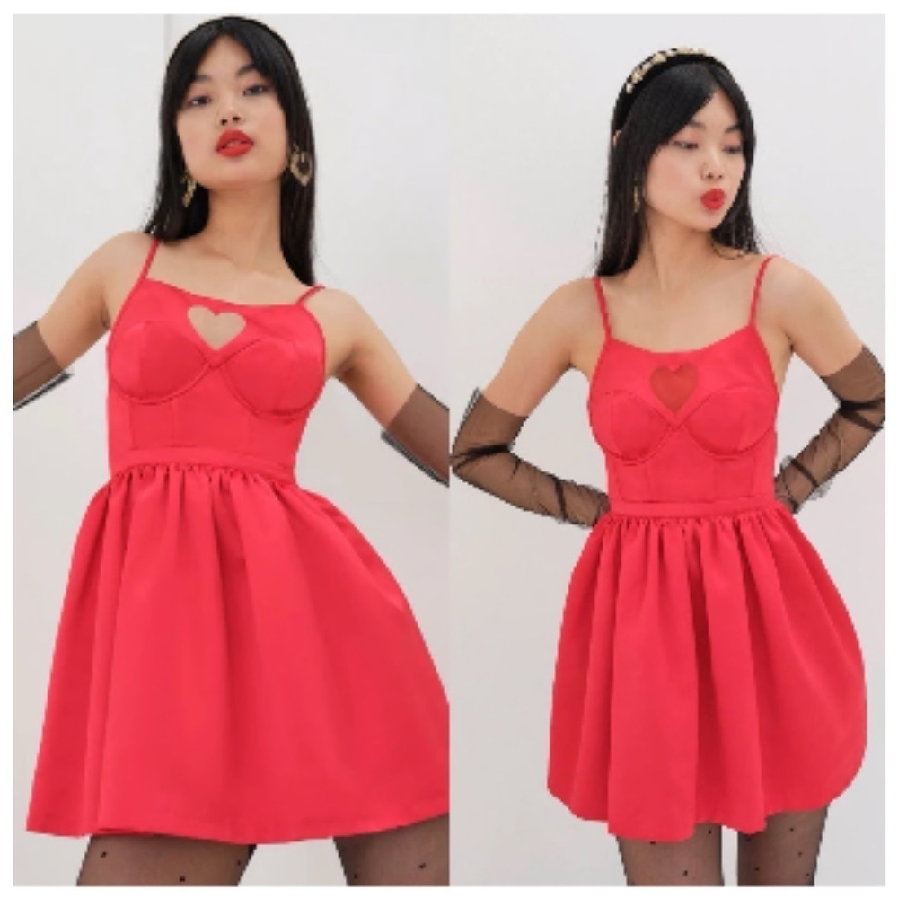 For Love and Lemons Lauren Heart Mini Dress X-Small NWT